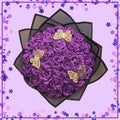 Bouquet "Brillo Eterno": 34 Rosas que Desafían la Gravedad (Morado)